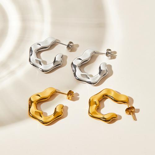 Stainless Steel Stud Earrings, 304 Stainless Steel, Vacuum Ion Plating, fashion jewelry & for woman, more colors for choice, 19.80x24.50mm, Sold By Pair