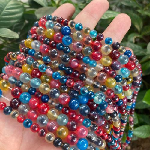 Natürliche Regenbogen Achat Perlen, rund, poliert, DIY & verschiedene Größen vorhanden, gemischte Farben, verkauft per ca. 39 cm Strang