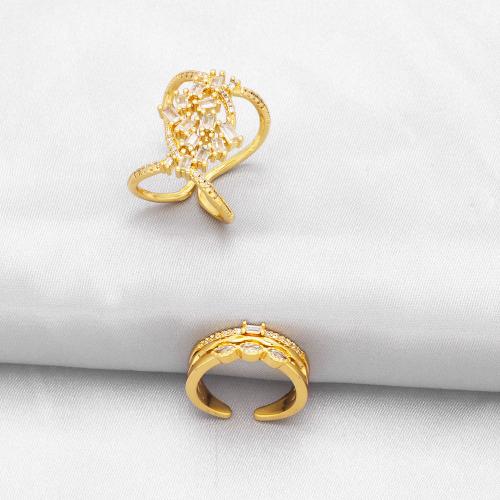 Cubic Zirconia Micro Pave Brass Ring, plated, fashion jewelry & different designs for choice & micro pave cubic zirconia, golden, nickel, lead & cadmium free, Ring inner diameter:17mm, Sold By PC