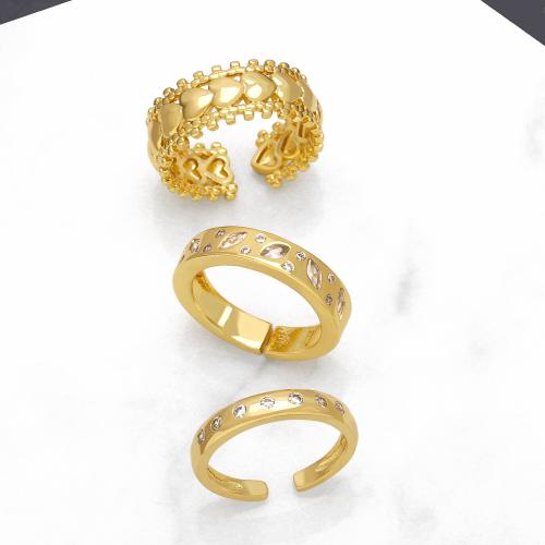 Cubic Zirconia Micro Pave Brass Ring plated fashion jewelry & micro pave cubic zirconia golden nickel lead & cadmium free Ring inner mm Sold By PC