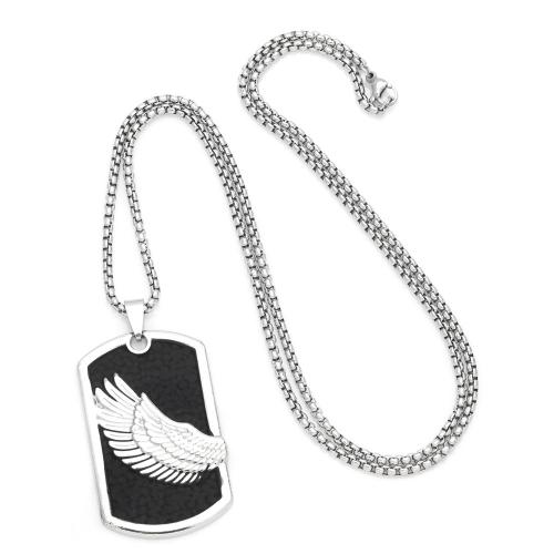 Zinc Alloy Jewelry Necklace with 304 Stainless Steel Chain Wing Shape plated fashion jewelry silver color nickel lead & cadmium free Length 70 cm Sold By PC