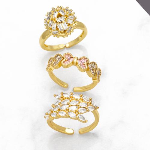 Cubic Zirconia Micro Pave Brass Ring, plated, fashion jewelry & different designs for choice & micro pave cubic zirconia, more colors for choice, nickel, lead & cadmium free, Ring inner diameter:17mm, Sold By PC