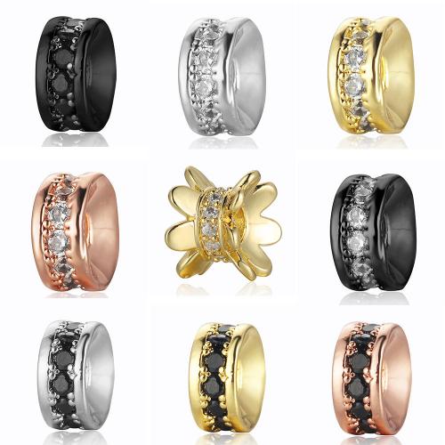 Cubic Zirconia Micro Pave Brass Beads, plated, DIY & different styles for choice & micro pave cubic zirconia, more colors for choice, nickel, lead & cadmium free, Hole:Approx 1mm, Sold By PC
