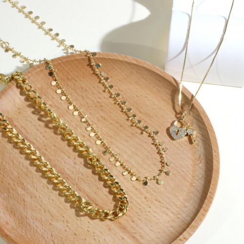 Ожерелья из латуни, Латунь, с 5cm наполнитель цепи, плакирован золотом, ювелирные изделия моды & разные стили для выбора & Женский, не содержит никель, свинец, длина:Приблизительно 40 см, продается PC