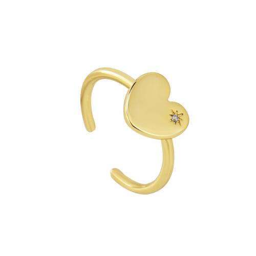 Cubique anneau en laiton Circonia Micro Pave, Placage, pavé de micro zircon & pour femme, doré, Taille:7, Vendu par PC