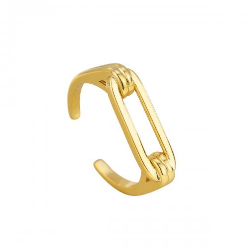 Anillo de dedo de latón, metal, chapado, para mujer, dorado, tamaño:7, Vendido por UD