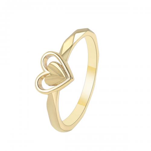 Brass δάχτυλο του δακτυλίου, Ορείχαλκος, Καρδιά, επιχρυσωμένο, διαφορετικό μέγεθος για την επιλογή & για τη γυναίκα, χρυσαφένιος, Sold Με PC