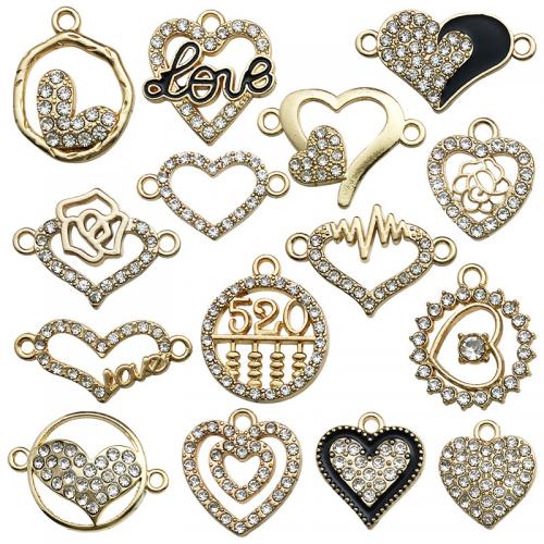 Tibetan Style Rhinestone Pendants, plated, DIY & different styles for choice & enamel & with rhinestone, golden, Sold By PC