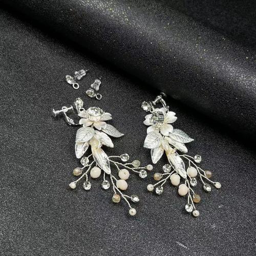 Tibetan Style Drop Earrings, with brass wire & Rhinestone & Plastic, fashion jewelry & for woman, more colors for choice, nickel, lead & cadmium free, 80x35mm, Sold By Pair