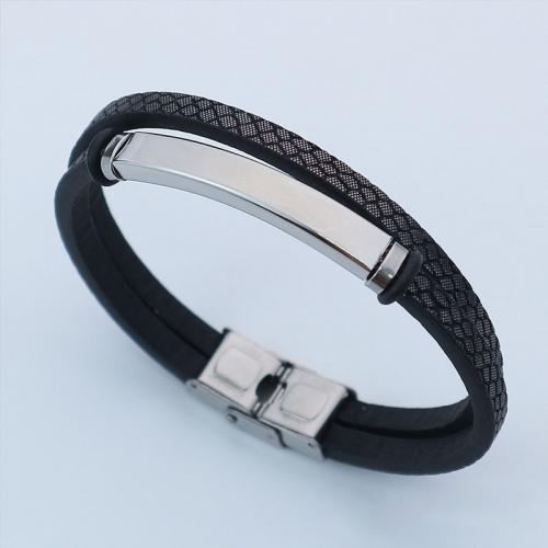 PU Leather Cord Bracelets 304 Stainless Steel with PU Leather fashion jewelry & Unisex nickel lead & cadmium free Length Approx 21.5 cm Sold By PC