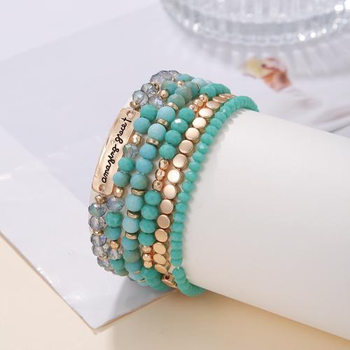 Zinc Alloy Bracelet with Crystal fashion jewelry & Unisex nickel lead & cadmium free Length Approx 16 cm Sold By Set