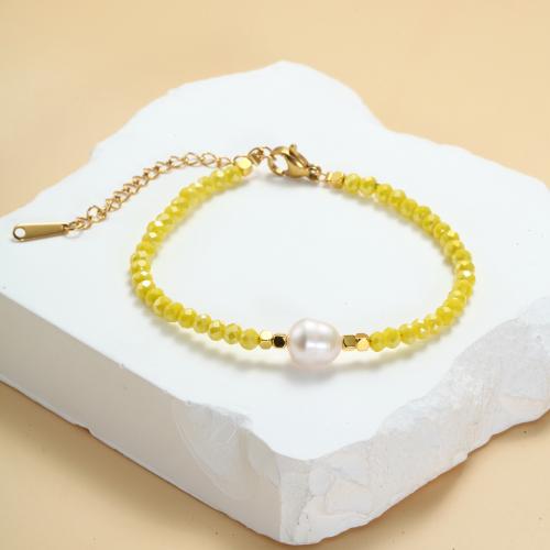 Bracelet en alliage de zinc, avec cristal, bijoux de mode & pour femme, plus de couleurs à choisir, Longueur:Environ 21.5 cm, Vendu par PC