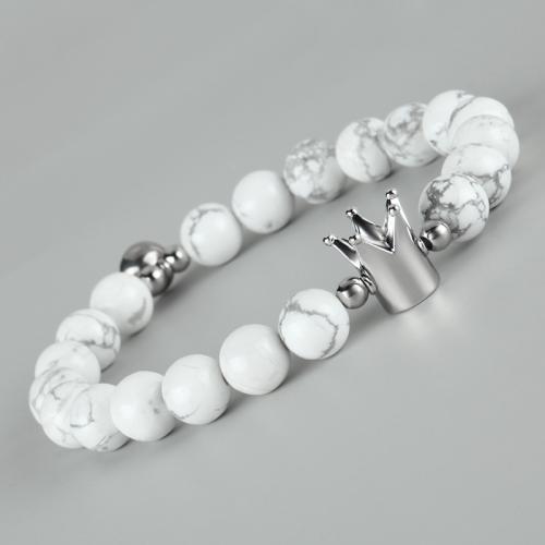 Zinc Alloy Bracelet with Gemstone fashion jewelry & Unisex Length Approx 19 cm Sold By PC