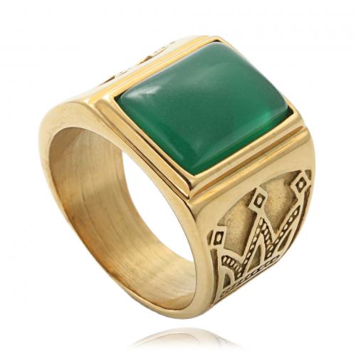Палец кольцо из нержавеющей стали, Нержавеющая сталь 304, ювелирные изделия моды & разный размер для выбора & Мужский, Золотой, продается PC