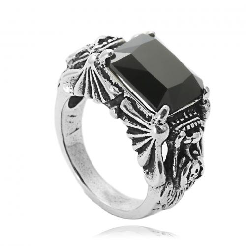 Палец кольцо из нержавеющей стали, Нержавеющая сталь 304, с Кристаллы, ювелирные изделия моды & разный размер для выбора & Мужский, оригинальный цвет, продается PC