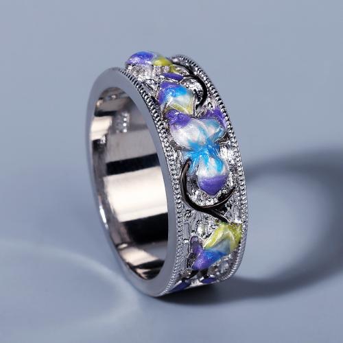Brass δάχτυλο του δακτυλίου, Ορείχαλκος, κοσμήματα μόδας & διαφορετικό μέγεθος για την επιλογή & για τη γυναίκα & εποξική αυτοκόλλητο, Sold Με PC
