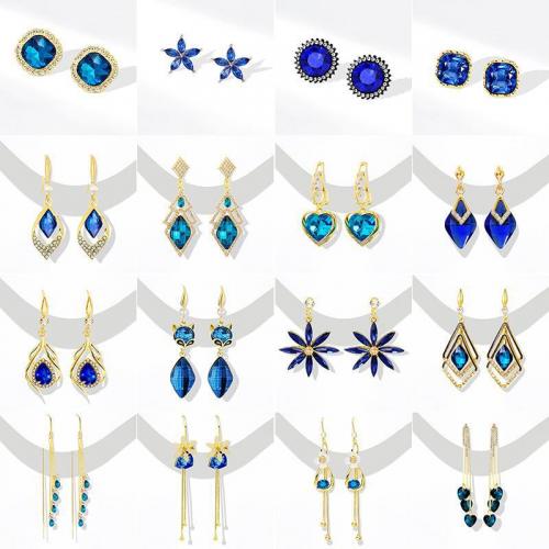 Tibetan Style Drop Earring, with Crystal, plated, different styles for choice & micro pave cubic zirconia & for woman, earring length 10-50mm, Sold By Pair