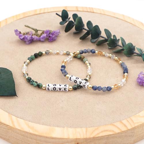 Crystal Bracelets, with Gemstone & Brass & Acrylic, gold color plated, fashion jewelry & for woman, more colors for choice, Inner Diameter:Approx 60mm, Sold By PC