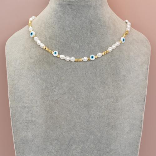 Brass Necklace, with Freshwater Pearl & Lampwork & Plastic Pearl & Tibetan Style, with 5cm extender chain, gold color plated, fashion jewelry & different materials for choice & for woman, more colors for choice, nickel, lead & cadmium free, Length:Approx 42 cm, Sold By PC