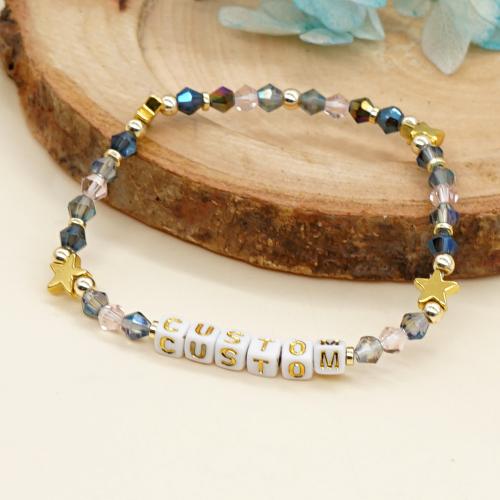 Crystal Bracelets with Hematite & Brass & Acrylic gold color plated fashion jewelry & Unisex Length Approx 18 cm Sold By PC