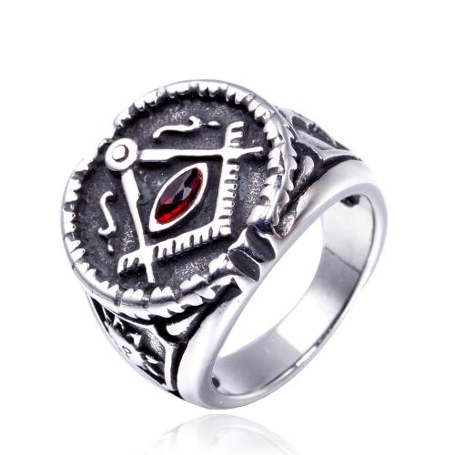 Titanium Steel Finger Ring polished fashion jewelry & Unisex & with rhinestone & blacken original color Sold By PC