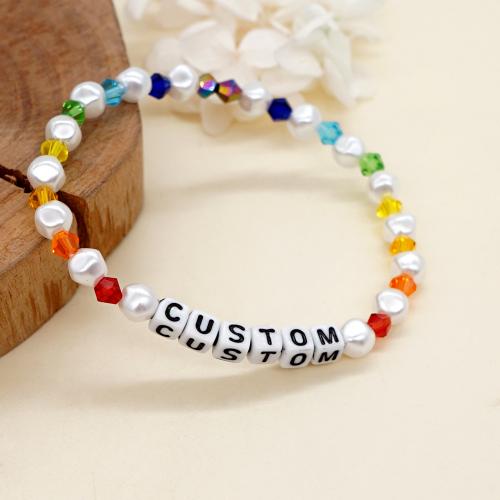 Crystal Bracelets, with Plastic Pearl & Acrylic, fashion jewelry & Unisex, more colors for choice, Length:Approx 18 cm, Sold By PC