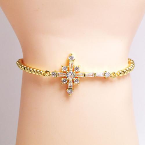 Brass Bracelet & Bangle, with Cubic Zirconia, Cross, plated, fashion jewelry & for woman, more colors for choice, nickel, lead & cadmium free, 20x27mm, Length:Approx 23 cm, Sold By PC
