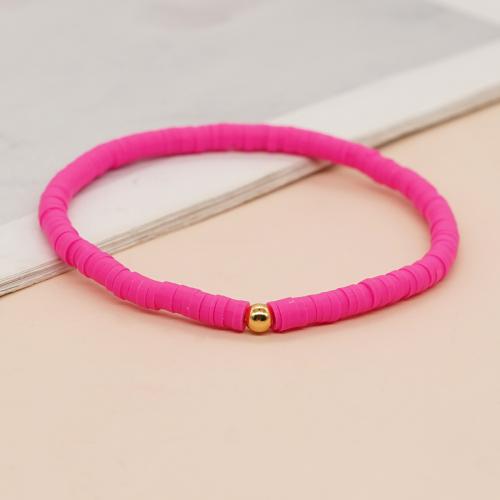 Fashion Bracelet & Bangle Jewelry, Polymer Clay, with Brass, gold color plated, fashion jewelry & for woman, pink, Inner Diameter:Approx 60mm, Sold By PC
