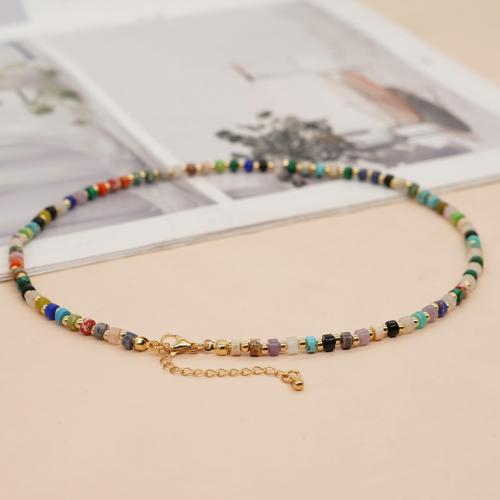 Gemstone Necklace with Brass & Zinc Alloy with 5cm extender chain gold color plated fashion jewelry & for woman nickel lead & cadmium free Length Approx 42 cm Sold By PC