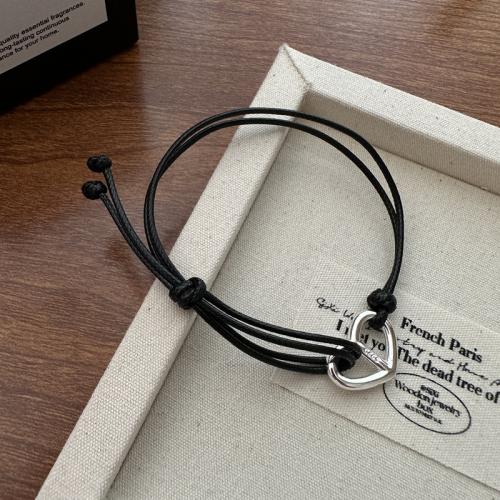 925 Sterling Silver Bangle Bracelet, with leather cord, polished, fashion jewelry & for woman, more colors for choice, nickel, lead & cadmium free, Length:Approx 18 cm, Sold By PC