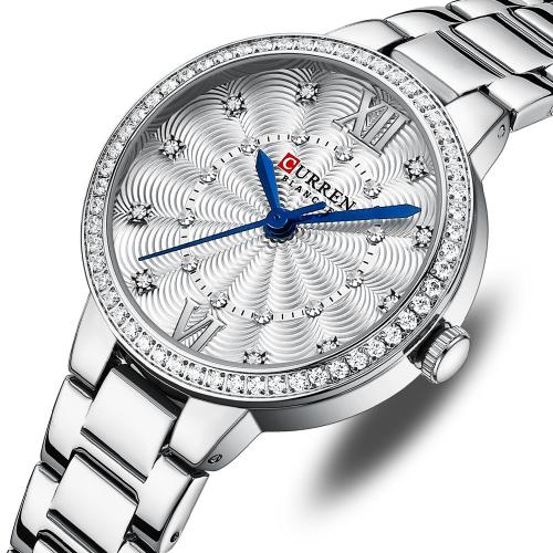 Damen Armbanduhr, Glas, mit 201 Edelstahl, Lebenswasserbeständig & Modeschmuck & japanische Uhr-Bewegung & für Frau & mit Strass, keine, Länge:ca. 23 cm, verkauft von PC