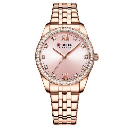 Damen Armbanduhr, Glas, mit 201 Edelstahl, Lebenswasserbeständig & Modeschmuck & japanische Uhr-Bewegung & für Frau & mit Strass, keine, Länge:ca. 24 cm, verkauft von PC