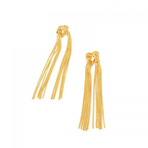 Fashion Fringe Earrings Brass gold color plated fashion jewelry & for woman nickel lead & cadmium free 90mm Sold By Pair