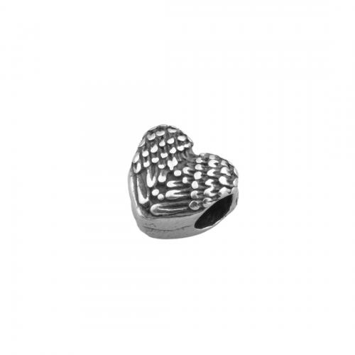 Stainless Steel Large Hole Beads, 304 Stainless Steel, Heart, polished, DIY, 10x11mm, Hole:Approx 4.5mm, Sold By PC