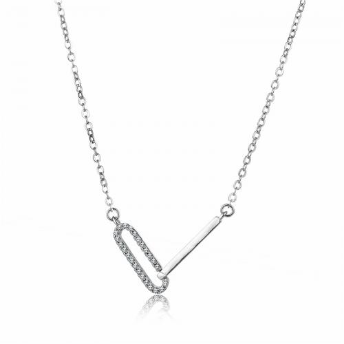 Cubic Zircon Micro Pave Brass Necklace with 5cm extender chain silver color plated fashion jewelry & micro pave cubic zirconia & for woman silver color nickel lead & cadmium free Sold Per Approx 40 cm Strand