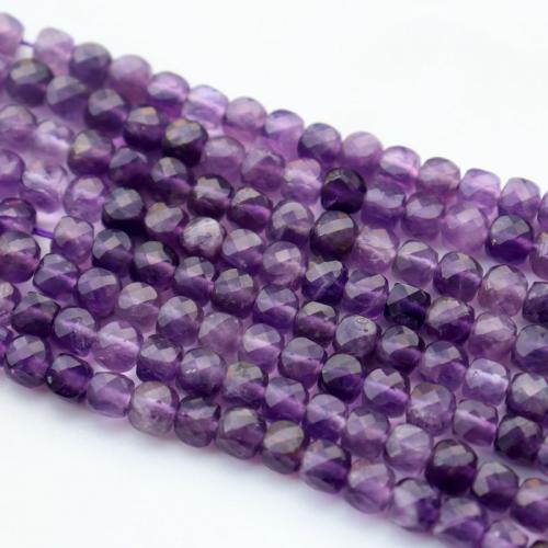 Naturlig ametist pärlor, DIY & fasetterad, purpur, 4mm, Ca 95PC/Strand, Såld Per Ca 39 cm Strand