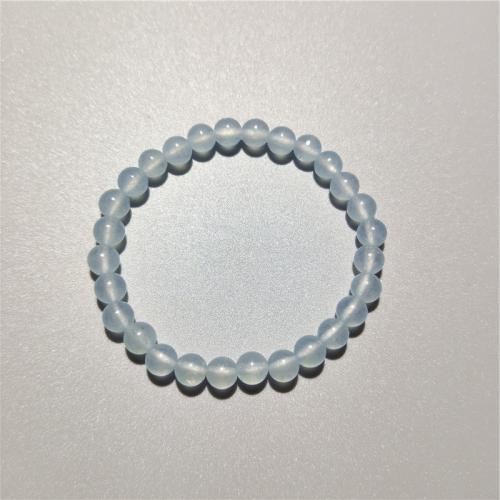 Gemstone Bracelets Blue Chalcedony Round fashion jewelry & for woman light blue Length Approx 18 cm Sold By PC
