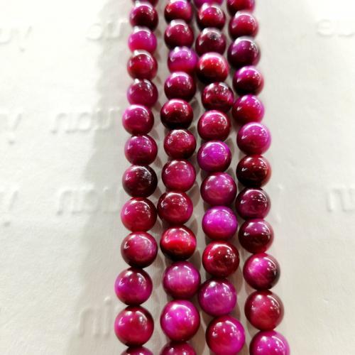 Tiger Eye Beads, Runde, du kan DIY & forskellig størrelse for valg, lyse rosenrødt, Solgt Per Ca. 38 cm Strand