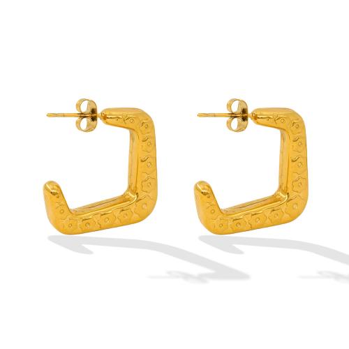 Edelstahl Ohrringe, 304 Edelstahl, Buchstabe C, Modeschmuck & für Frau, goldfarben, 25x6mm, verkauft von Paar