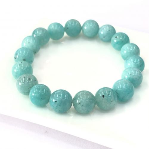 Natural Amazonite Bracelets, ​Amazonite​, Round, polished, fashion jewelry & Unisex, skyblue, 10mm, Length:Approx 18 cm, Sold By PC