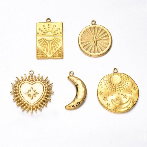 Stainless Steel Pendants, 304 Stainless Steel, gold color plated, DIY & different styles for choice, more colors for choice, 5PCs/Bag, Sold By Bag