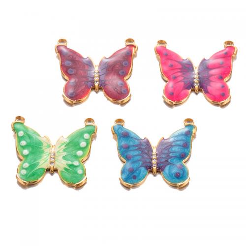 Stainless Steel Animal Pendants, 304 Stainless Steel, Butterfly, gold color plated, DIY & enamel, more colors for choice, 25x25mm, 5PCs/Bag, Sold By Bag