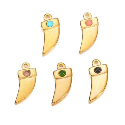 Stainless Steel Pendants, 304 Stainless Steel, with turquoise & Resin, Dagger, gold color plated, DIY, more colors for choice, 9x21mm, 5PCs/Bag, Sold By Bag