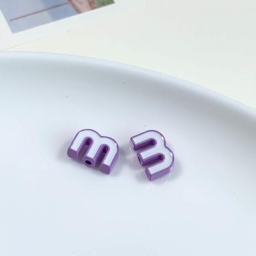 Tibetan Style Jewelry Beads, Letter M, painted, DIY, more colors for choice, nickel, lead & cadmium free, 11x8x4mm, Hole:Approx 1mm, 10PCs/Bag, Sold By Bag