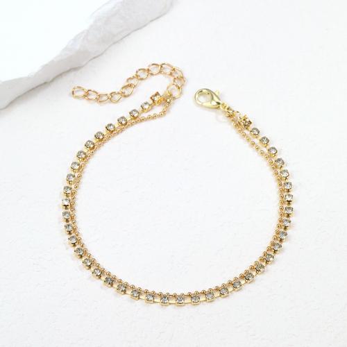 Zinc Alloy Anklet fashion jewelry & for woman & with rhinestone nickel lead & cadmium free Sold By Set