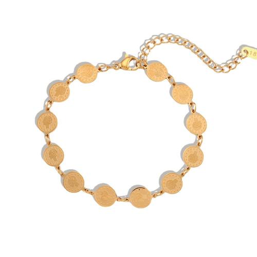 Stainless Steel Jewelry Bracelet, 304 Stainless Steel, with 5cm extender chain, 18K gold plated, fashion jewelry & for woman, nickel, lead & cadmium free, Length:Approx 18 cm, Sold By PC