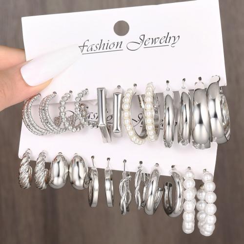 Zinklegierung Ohrringe, mit Kunststoff Perlen, plattiert, Modeschmuck & verschiedene Stile für Wahl & für Frau, originale Farbe, frei von Nickel, Blei & Kadmium, verkauft von setzen