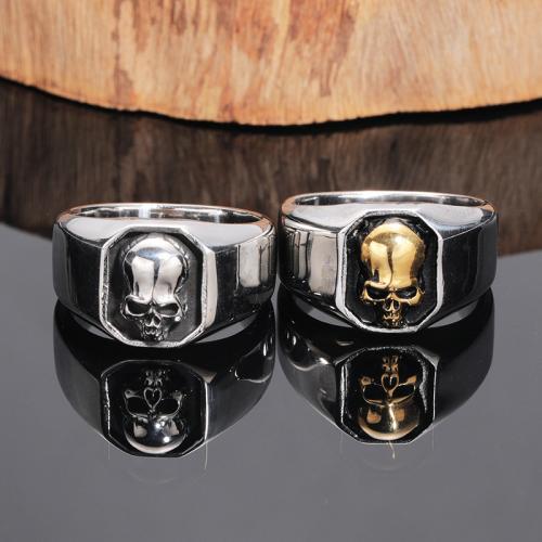 Titanium Čelik Finger Ring, Lobanja, modni nakit & različite veličine za izbor & za čovjeka, više boja za izbor, nikal, olovo i kadmij besplatno, wide:14mm, Prodano By PC