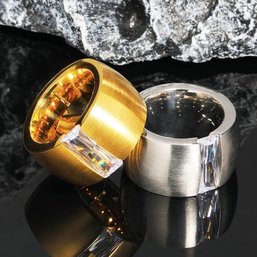 Titantium plieno Finger žiedas, Titano plienas, Bižuterijos & skirtingo dydžio pasirinkimo & mikro nutiesti kubinių Zirconia & žmogui, daugiau spalvų pasirinkimas, nikelio, švino ir kadmio nemokamai, wide:15mm, Pardavė PC
