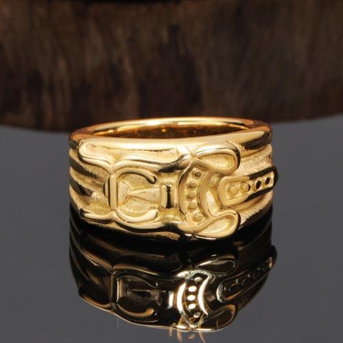 Пальцевидное Кольцо Титановой Стали, титан, плакирован золотом, ювелирные изделия моды & разный размер для выбора & Мужский, не содержит никель, свинец, wide:11mm, продается PC